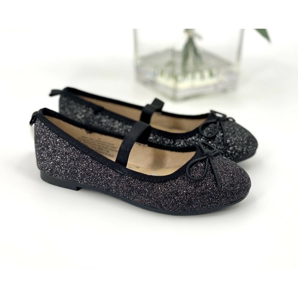 Cat & Jack Toddler Girls Georgetta Ballet Flats Size 5 Shoe Black Sparkle NEW